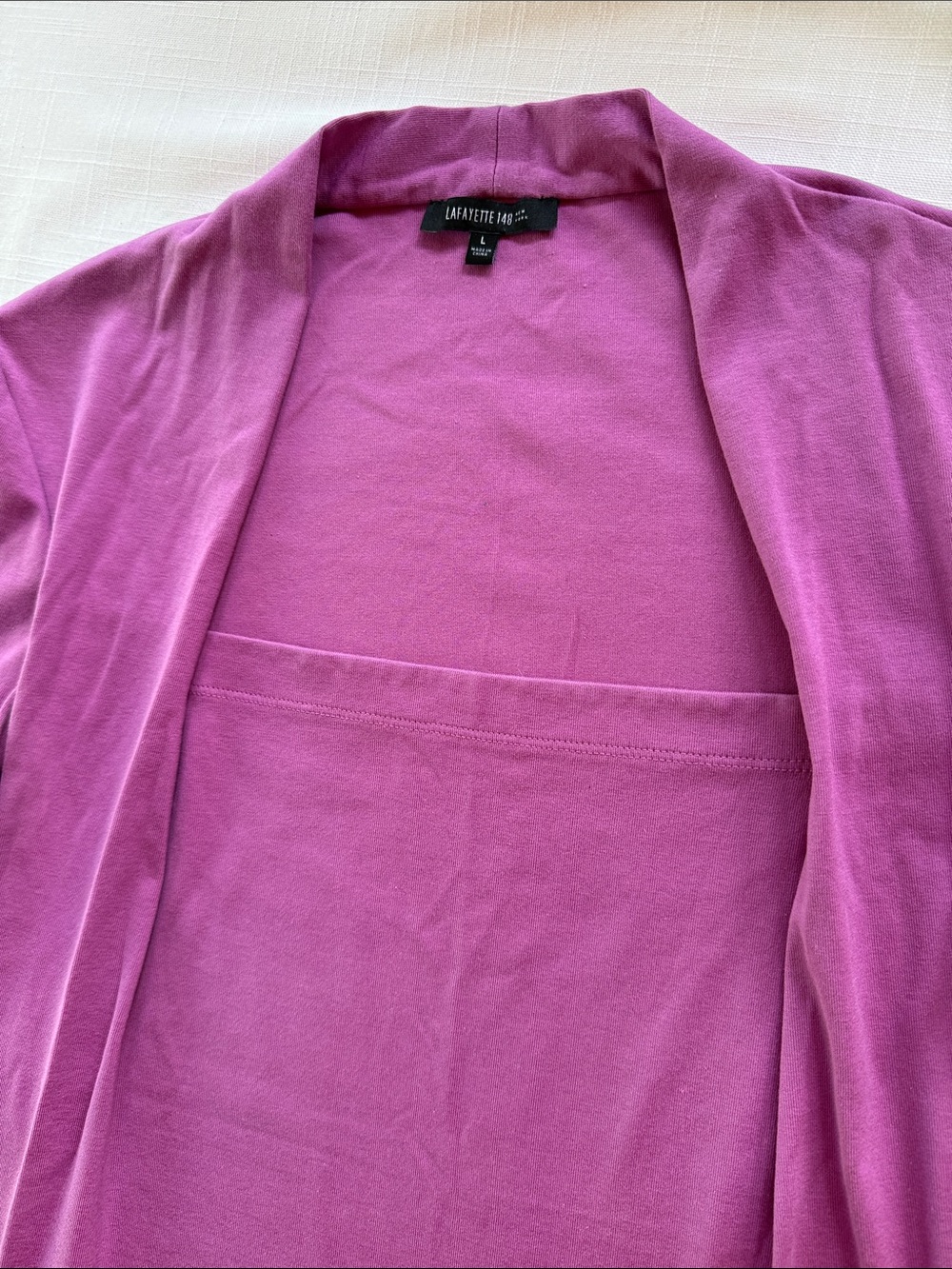 Lafayette 148 New York Magenta Open-Front Draped Cardigan